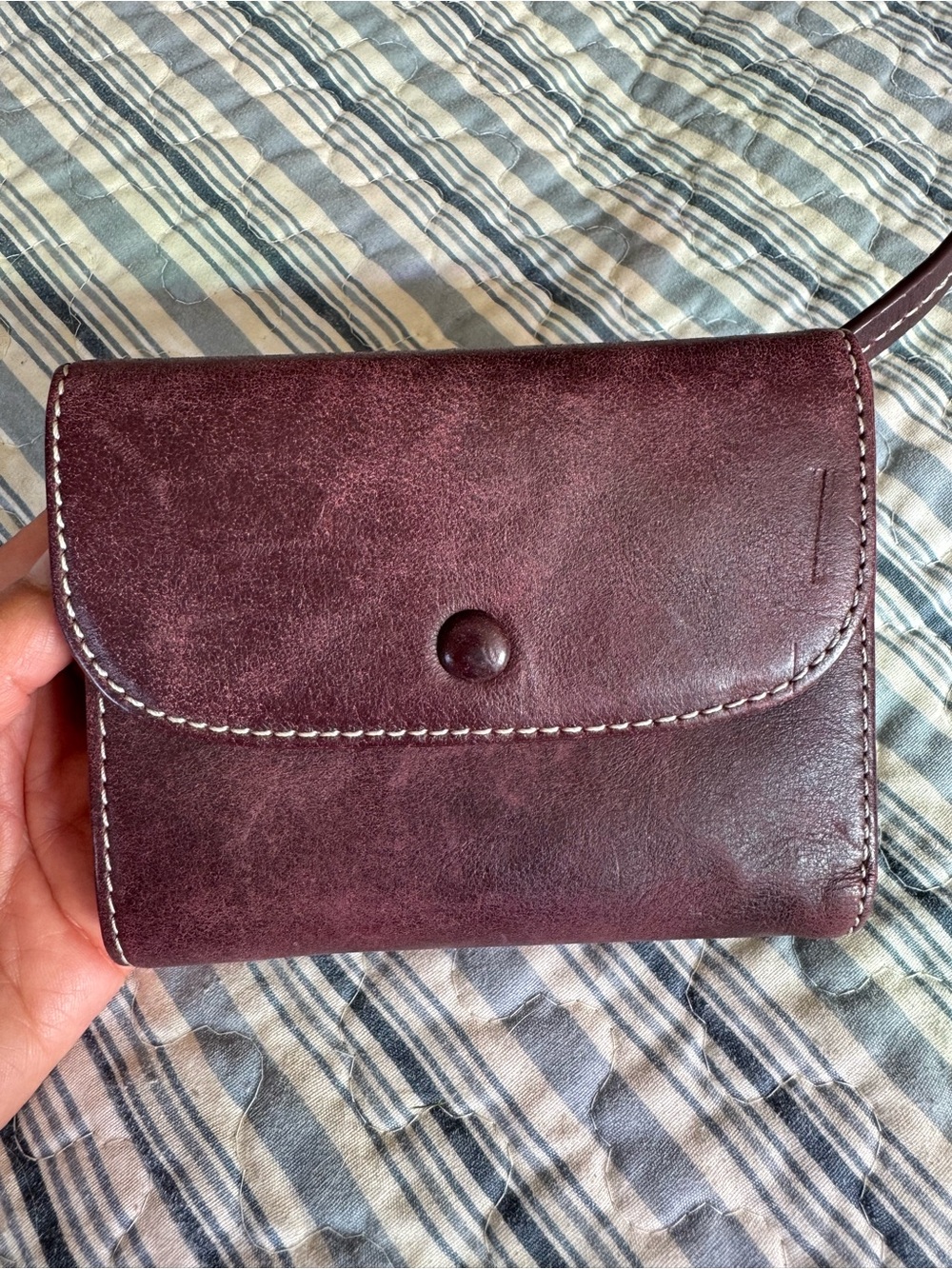 Roots genuine leather trifold wallet - Burgundy NWOT